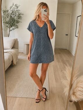 NWT Washed Black Cotton Mini Dress Small